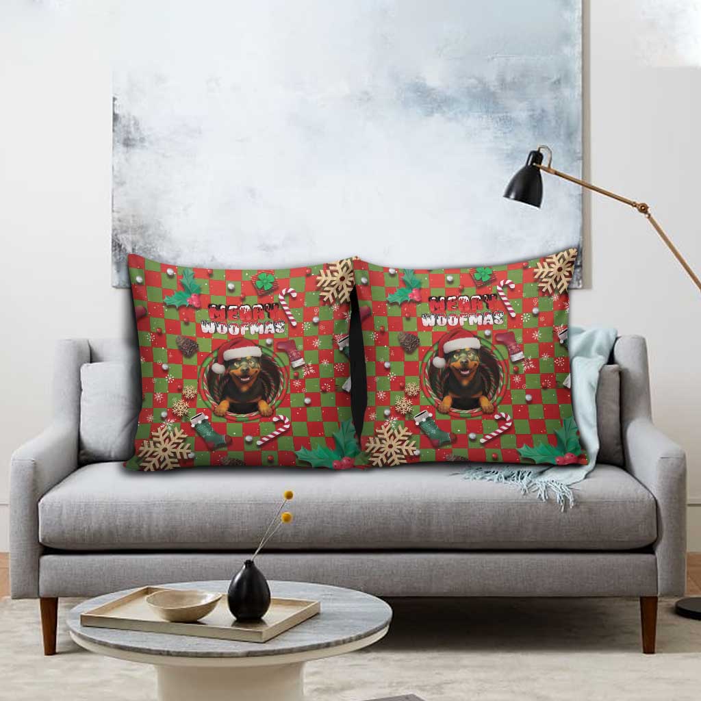 Rottweiler Christmas Pillow Cover Merry Woofmas - Wonder Print Shop