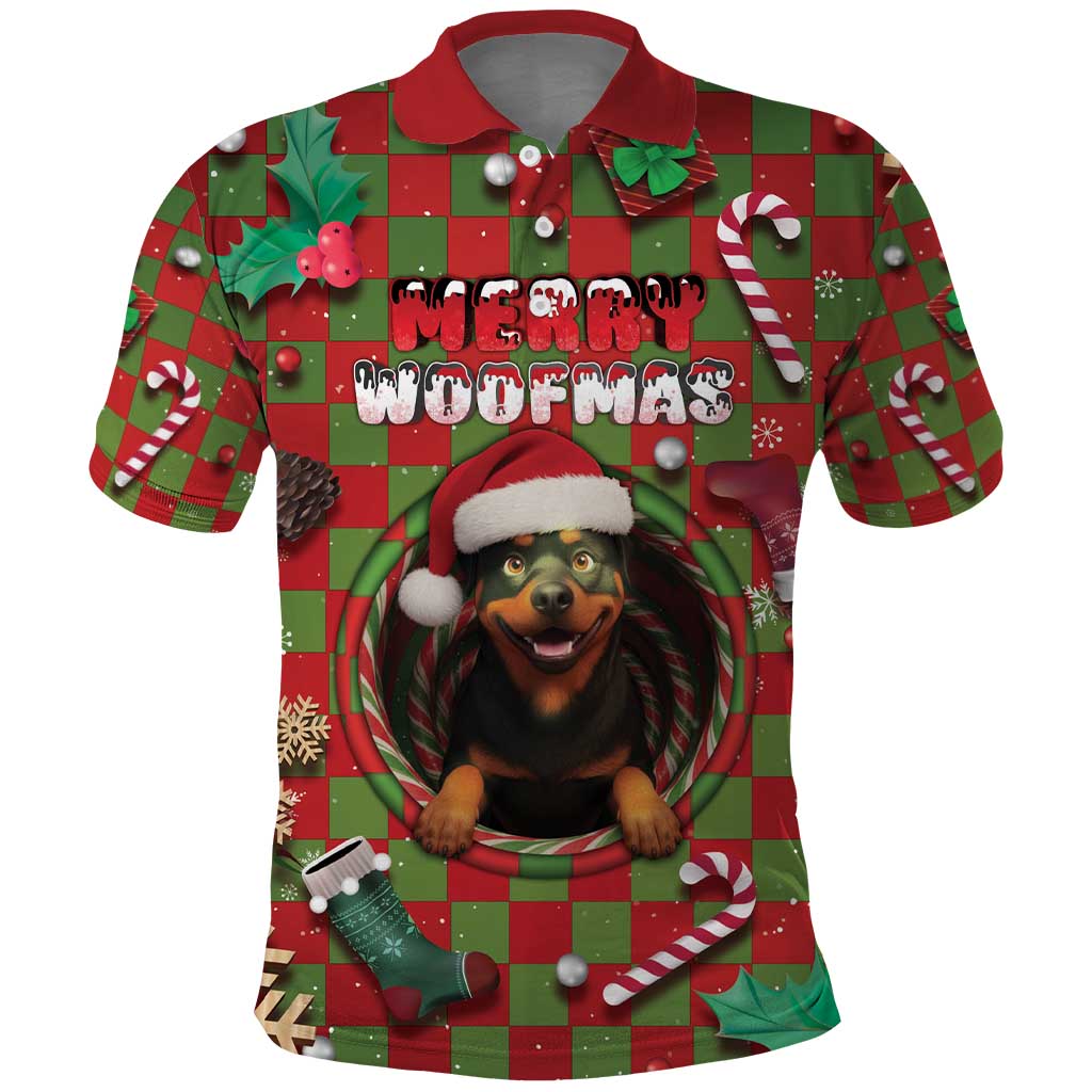 Rottweiler Christmas Polo Shirt Merry Woofmas - Wonder Print Shop