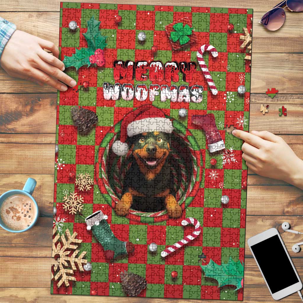 Rottweiler Christmas Puzzle Merry Woofmas - Wonder Print Shop