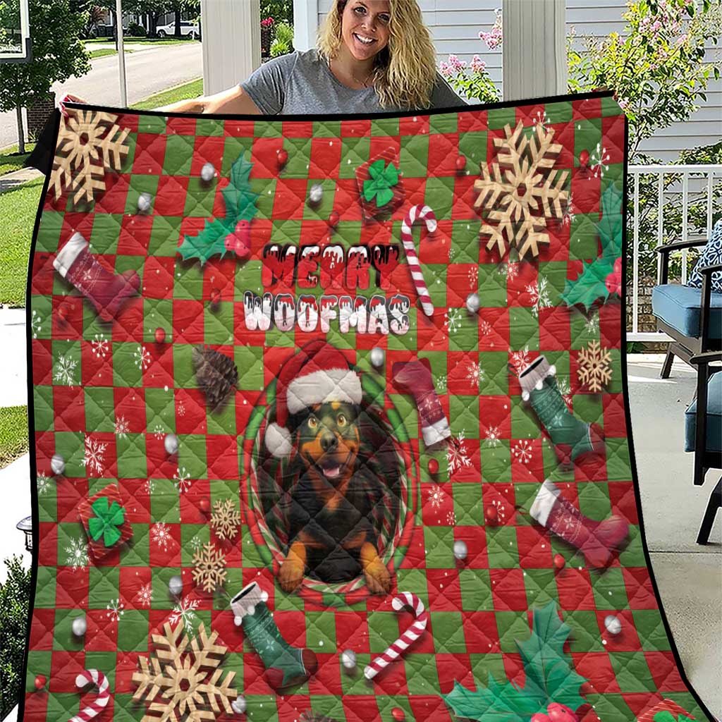 Rottweiler Christmas Quilt Merry Woofmas - Wonder Print Shop