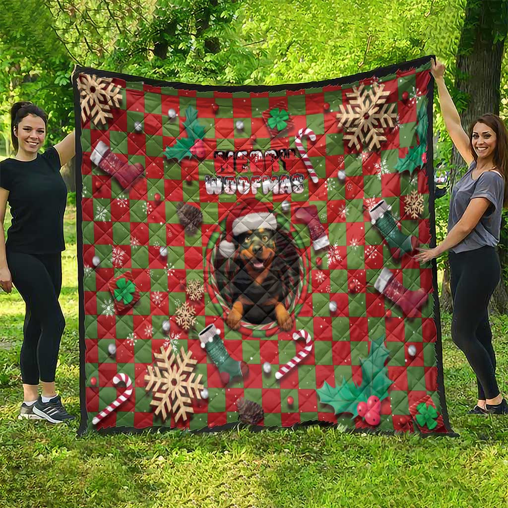 Rottweiler Christmas Quilt Merry Woofmas - Wonder Print Shop