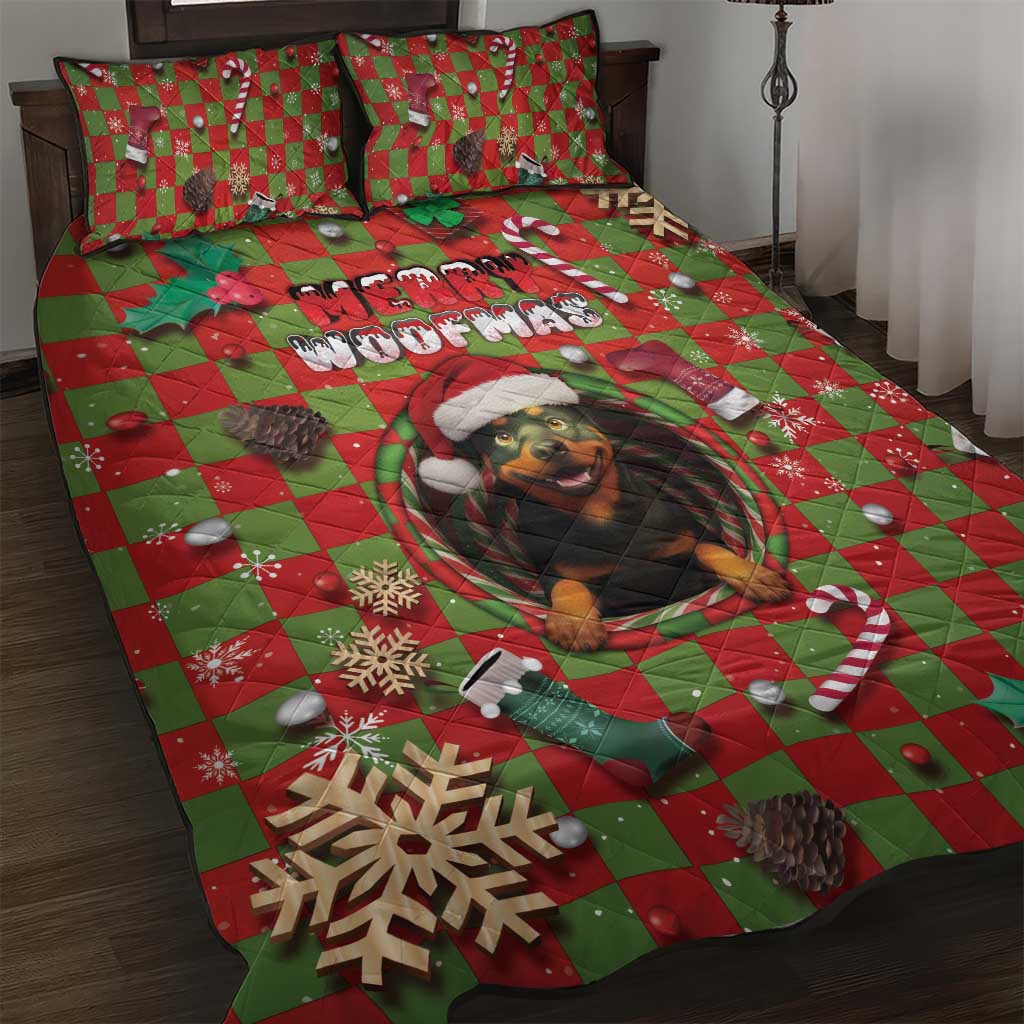 Rottweiler Christmas Quilt Bed Set Merry Woofmas - Wonder Print Shop