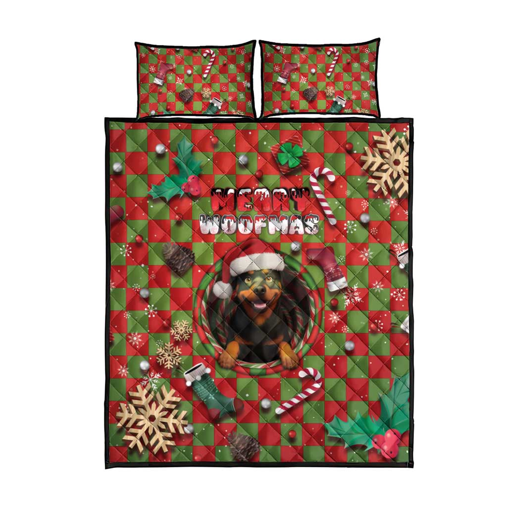 Rottweiler Christmas Quilt Bed Set Merry Woofmas - Wonder Print Shop