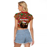 Rottweiler Christmas Raglan Cropped T Shirt Merry Woofmas - Wonder Print Shop