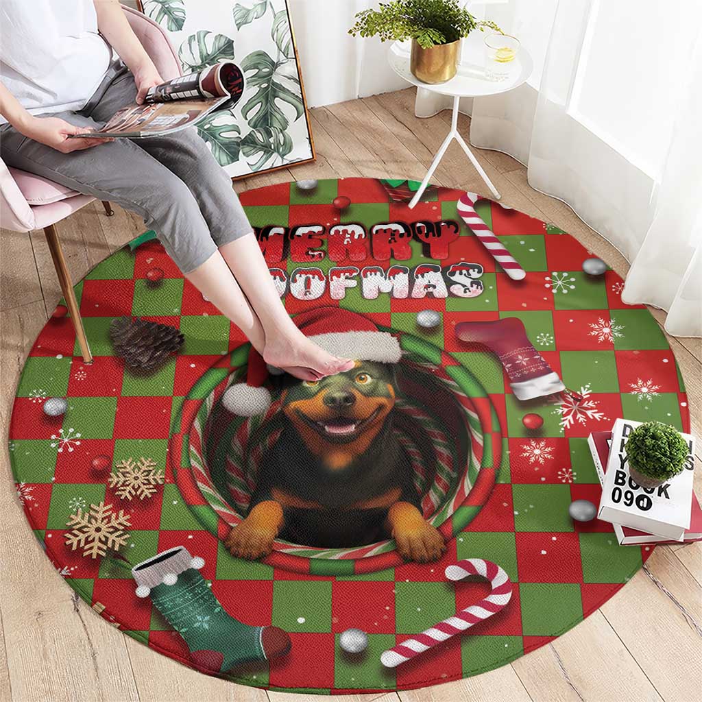 Rottweiler Christmas Round Carpet Merry Woofmas - Wonder Print Shop
