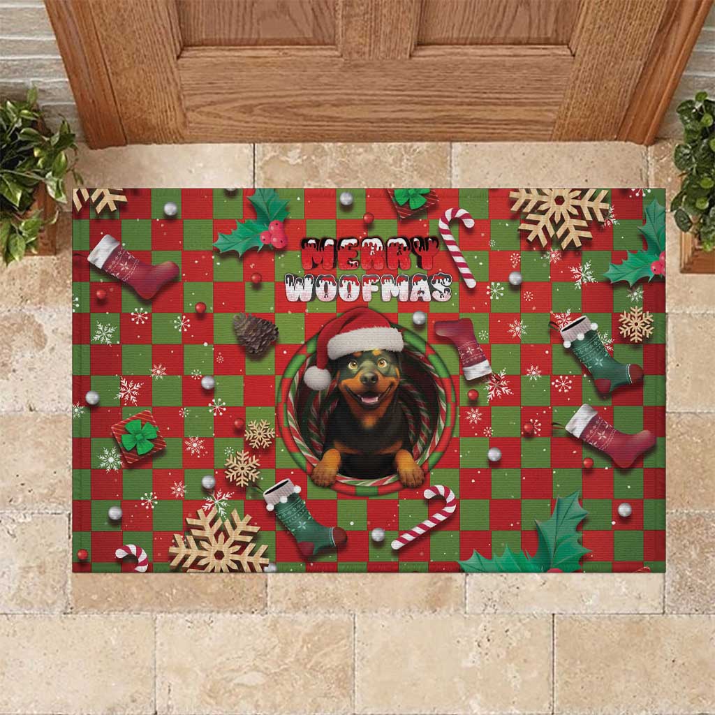 Rottweiler Christmas Rubber Doormat Merry Woofmas - Wonder Print Shop