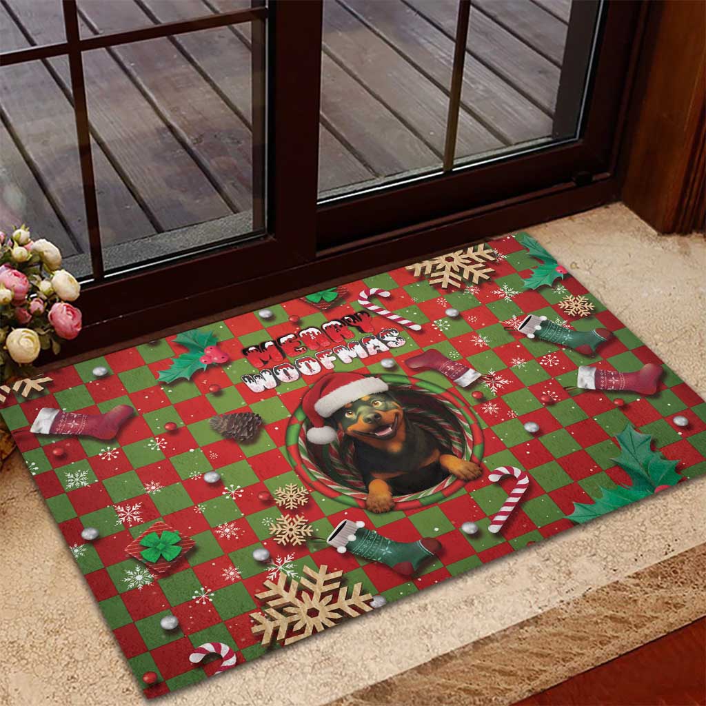 Rottweiler Christmas Rubber Doormat Merry Woofmas - Wonder Print Shop
