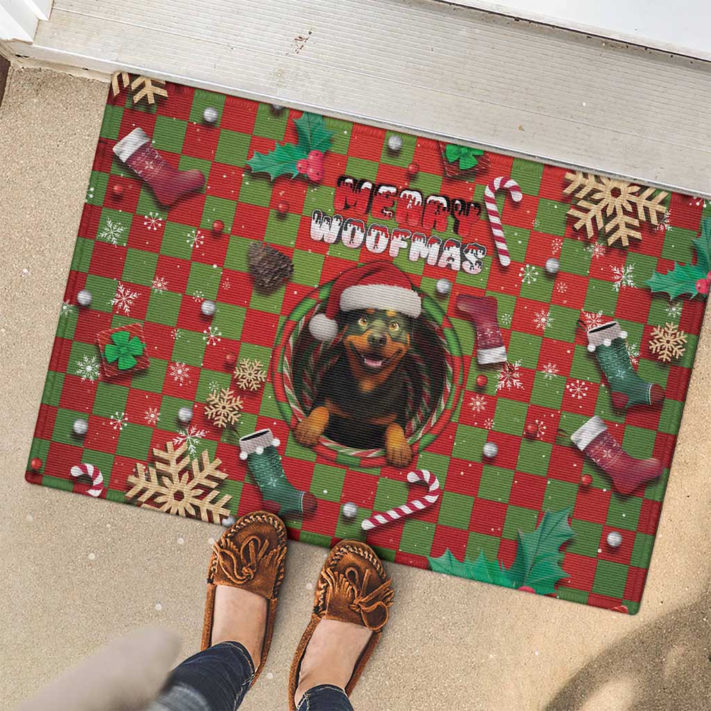Rottweiler Christmas Rubber Doormat Merry Woofmas - Wonder Print Shop