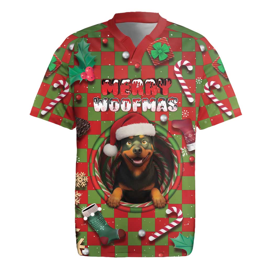 Rottweiler Christmas Rugby Jersey Merry Woofmas - Wonder Print Shop