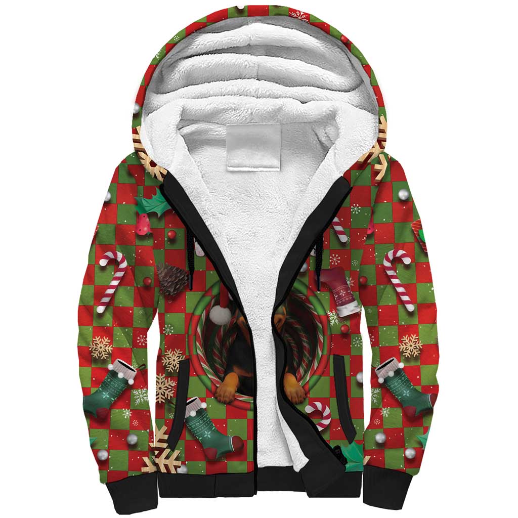 Rottweiler Christmas Sherpa Hoodie Merry Woofmas - Wonder Print Shop