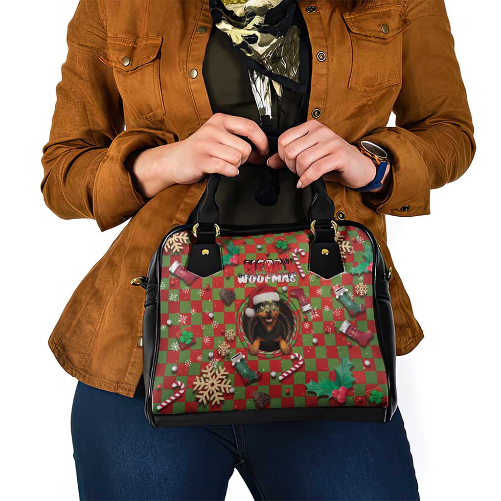 Rottweiler Christmas Shoulder Handbag Merry Woofmas - Wonder Print Shop