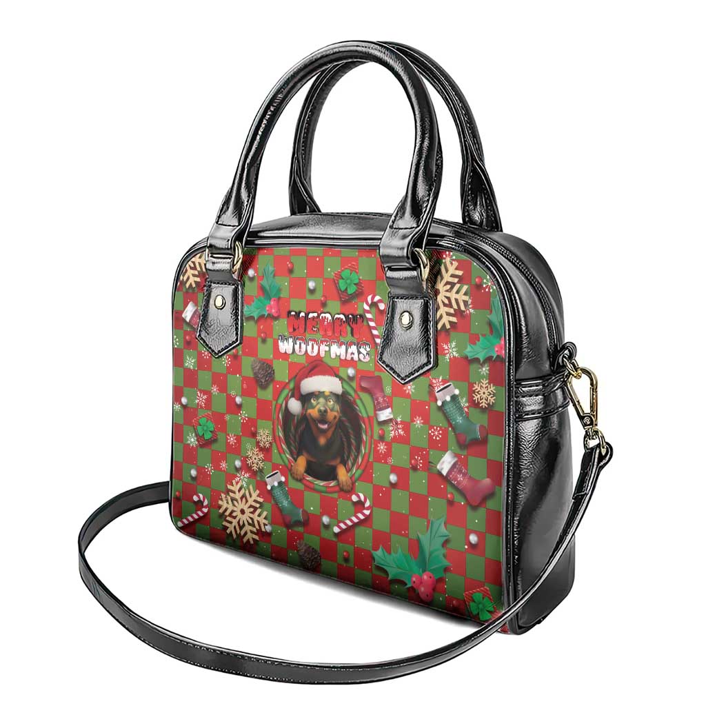 Rottweiler Christmas Shoulder Handbag Merry Woofmas - Wonder Print Shop