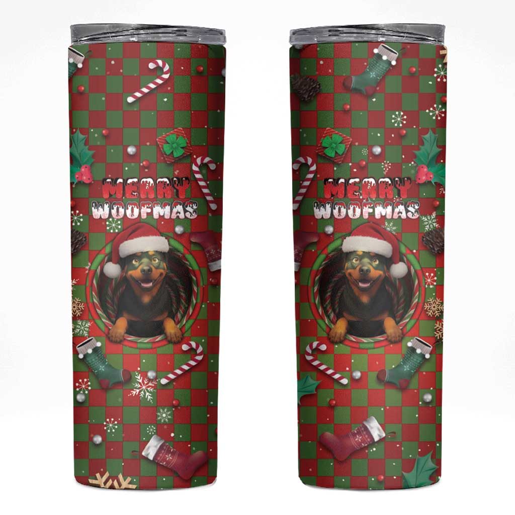 Rottweiler Christmas Skinny Tumbler Merry Woofmas - Wonder Print Shop