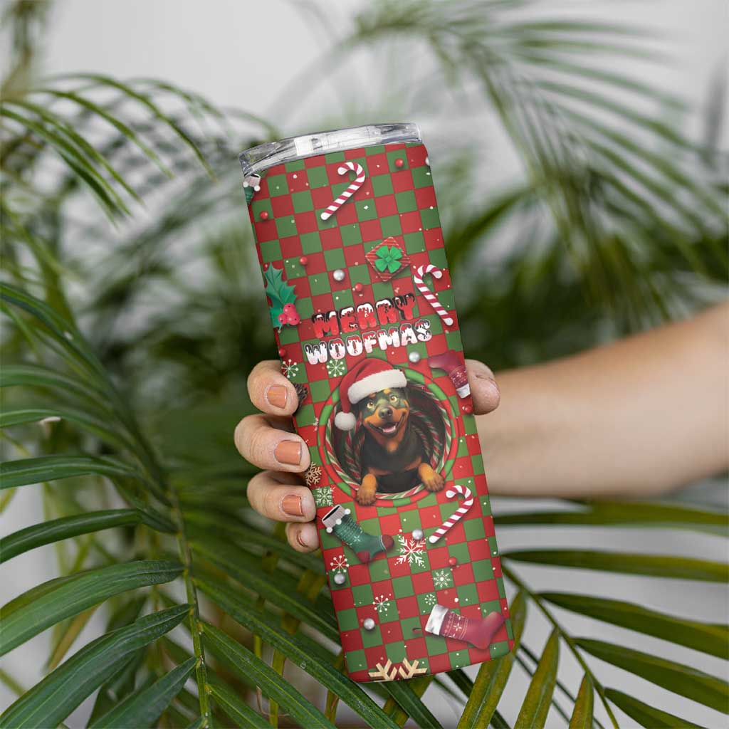 Rottweiler Christmas Skinny Tumbler Merry Woofmas - Wonder Print Shop