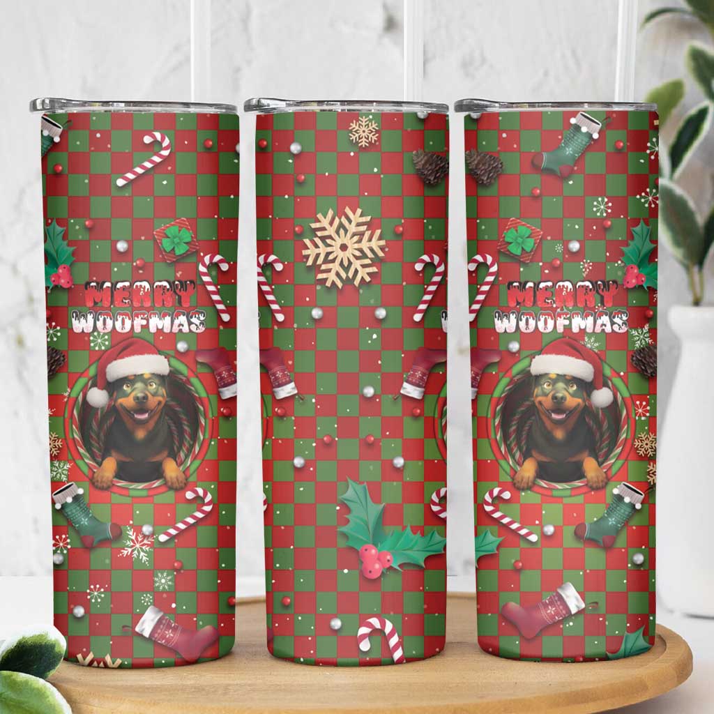 Rottweiler Christmas Skinny Tumbler Merry Woofmas - Wonder Print Shop