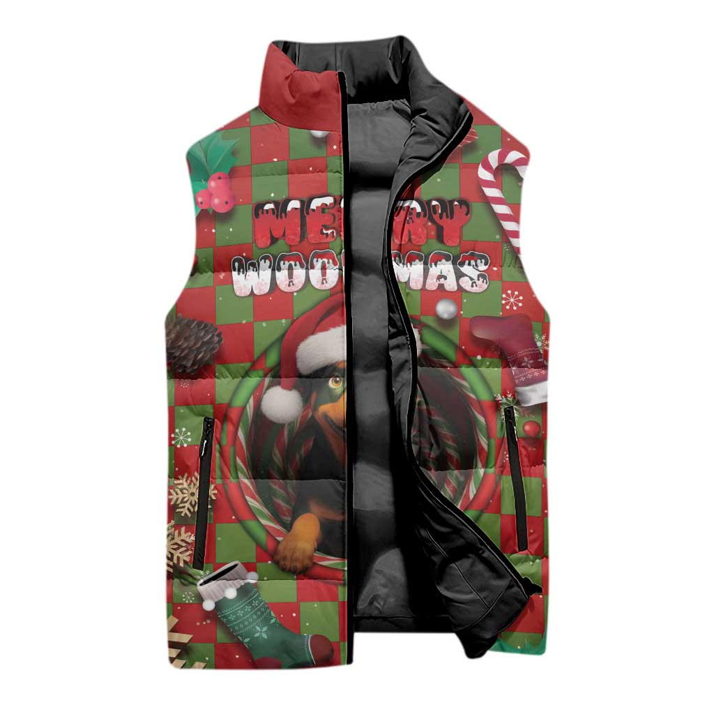 Rottweiler Christmas Sleeveless Puffer Jacket Merry Woofmas - Wonder Print Shop