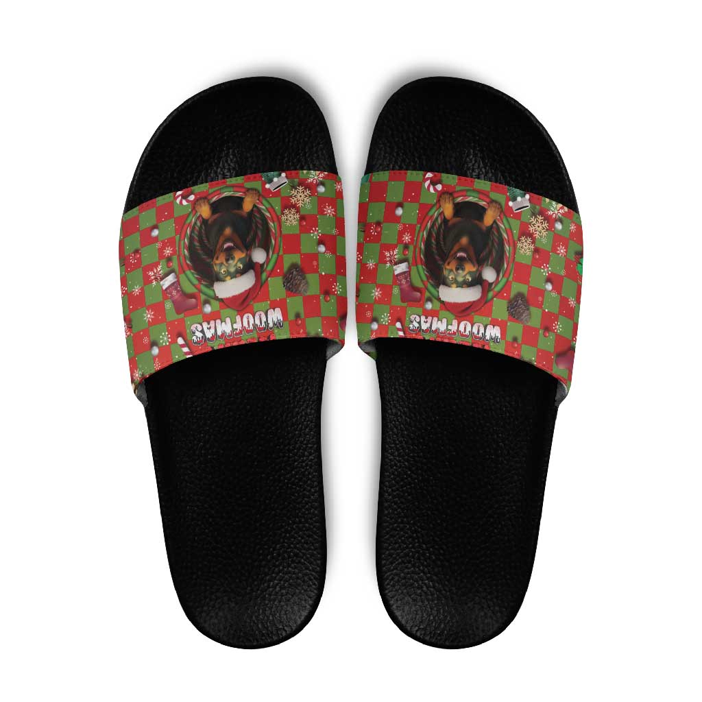 Rottweiler Christmas Slide Sandals Merry Woofmas - Wonder Print Shop