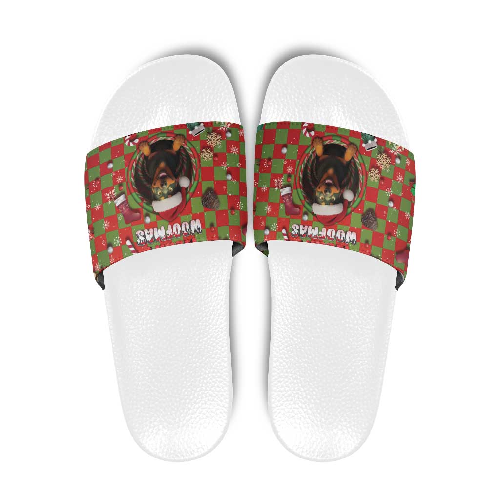 Rottweiler Christmas Slide Sandals Merry Woofmas - Wonder Print Shop