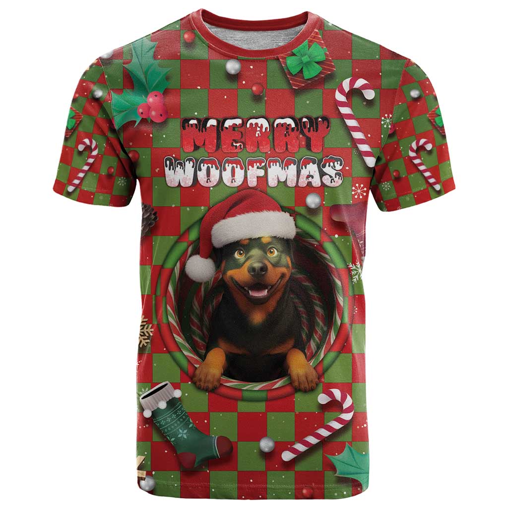 Rottweiler Christmas T Shirt Merry Woofmas - Wonder Print Shop
