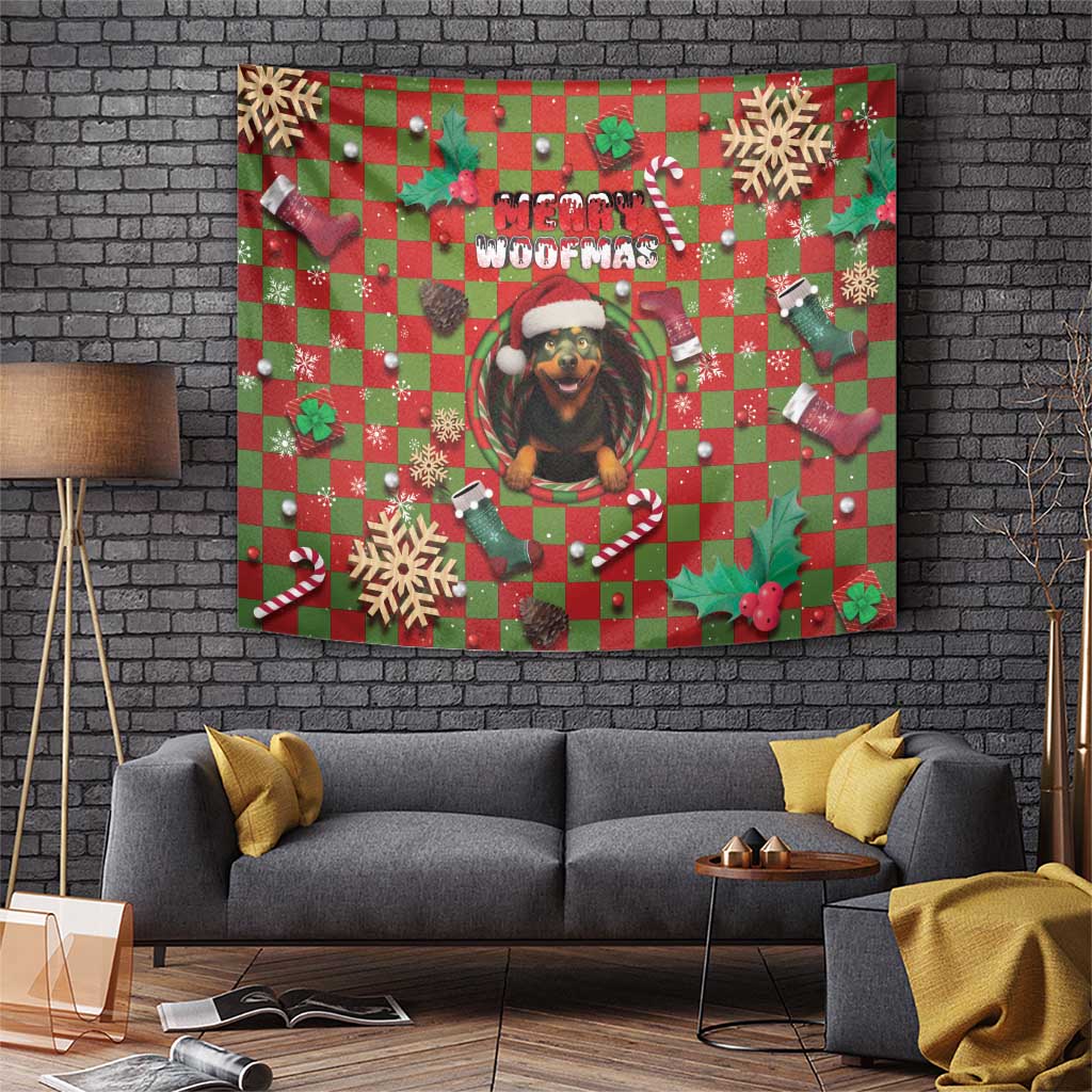 Rottweiler Christmas Tapestry Merry Woofmas - Wonder Print Shop