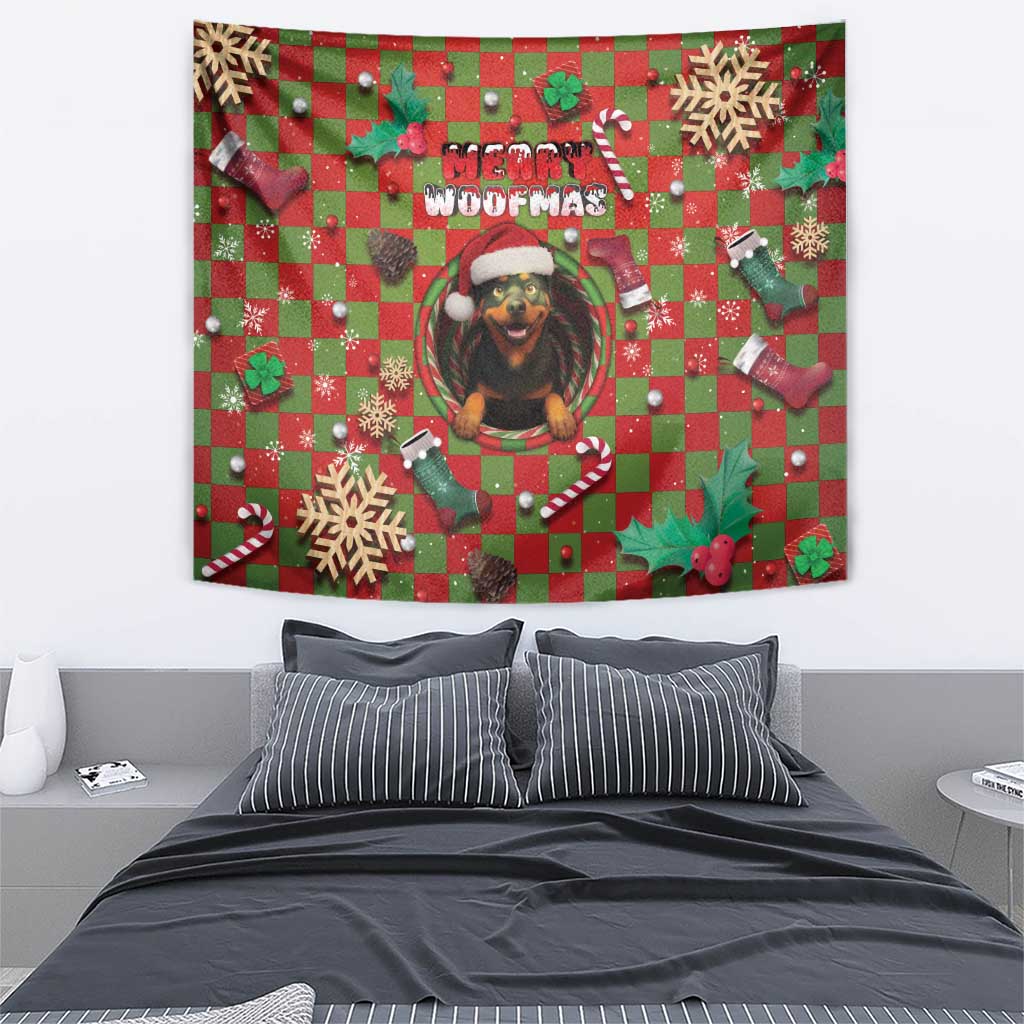 Rottweiler Christmas Tapestry Merry Woofmas - Wonder Print Shop