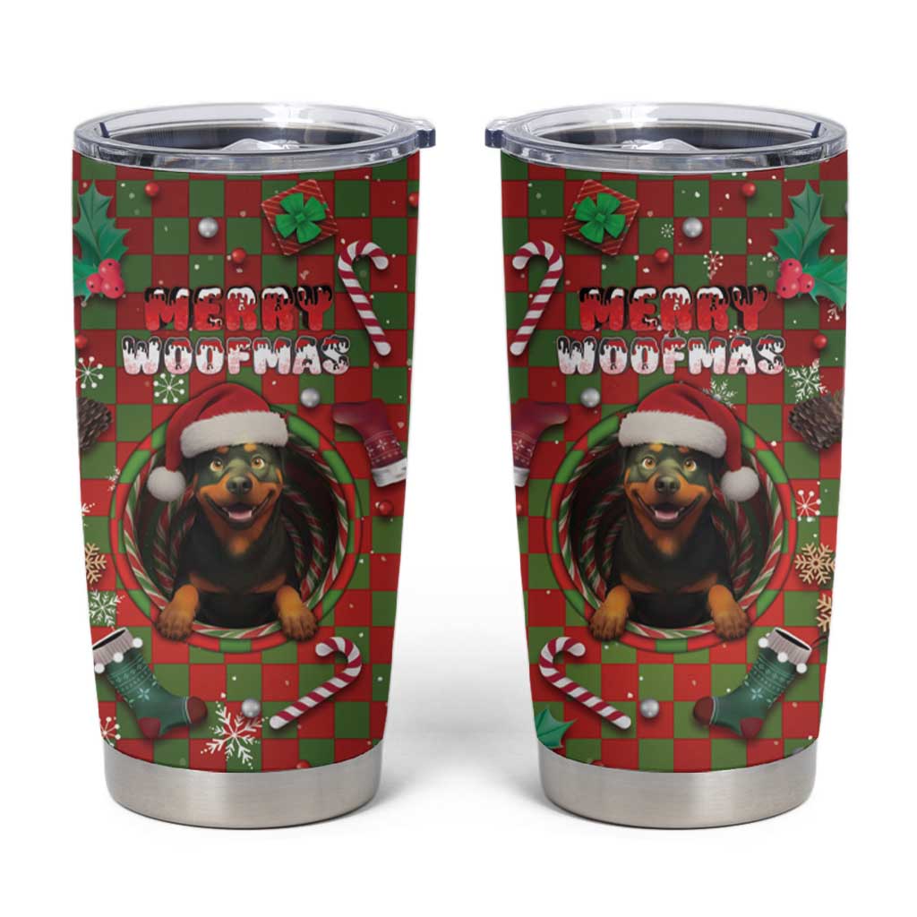 Rottweiler Christmas Tumbler Cup Merry Woofmas - Wonder Print Shop