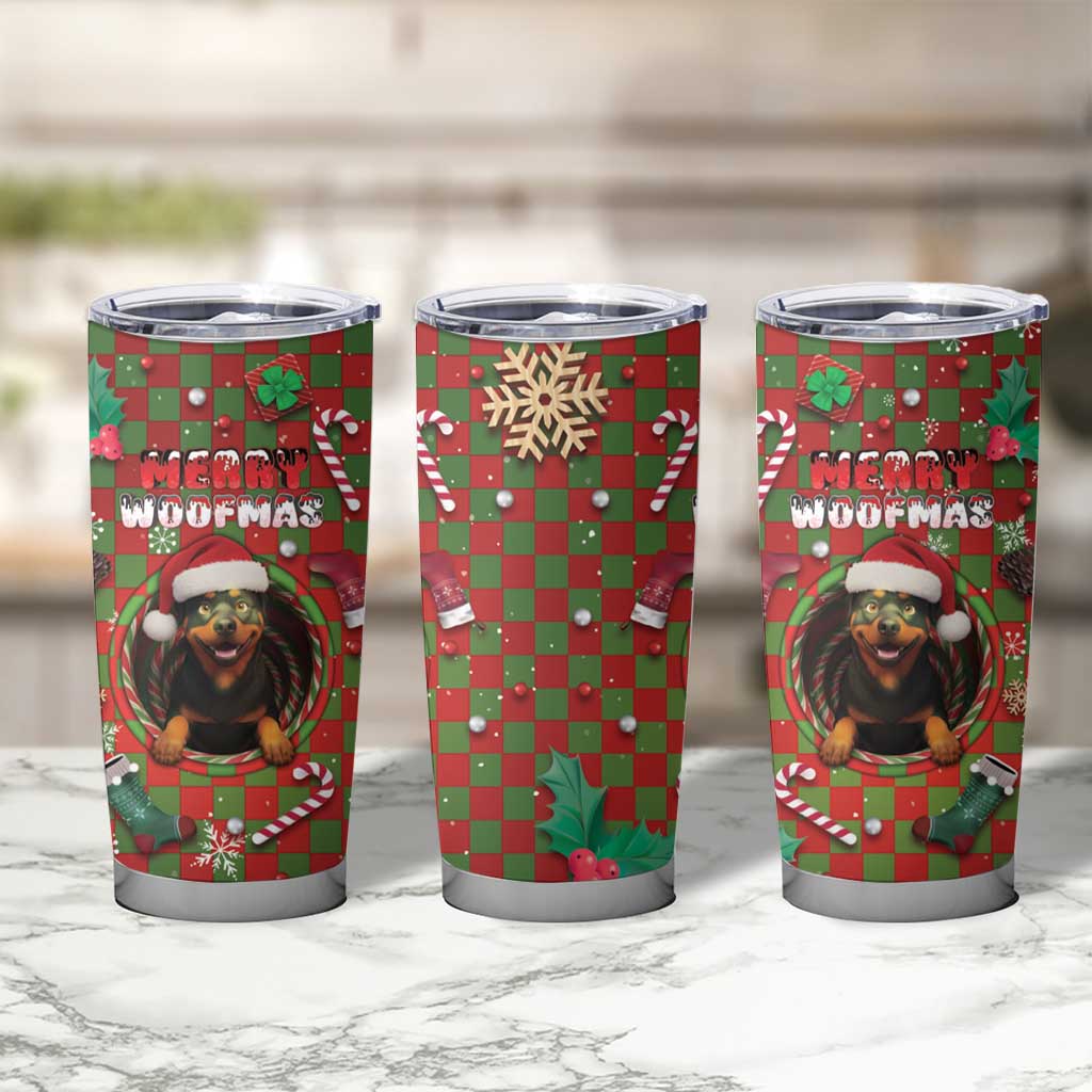 Rottweiler Christmas Tumbler Cup Merry Woofmas - Wonder Print Shop