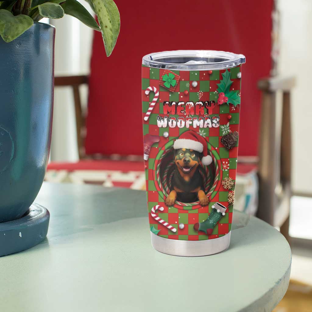 Rottweiler Christmas Tumbler Cup Merry Woofmas - Wonder Print Shop