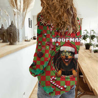 Rottweiler Christmas Women Casual Shirt Merry Woofmas - Wonder Print Shop