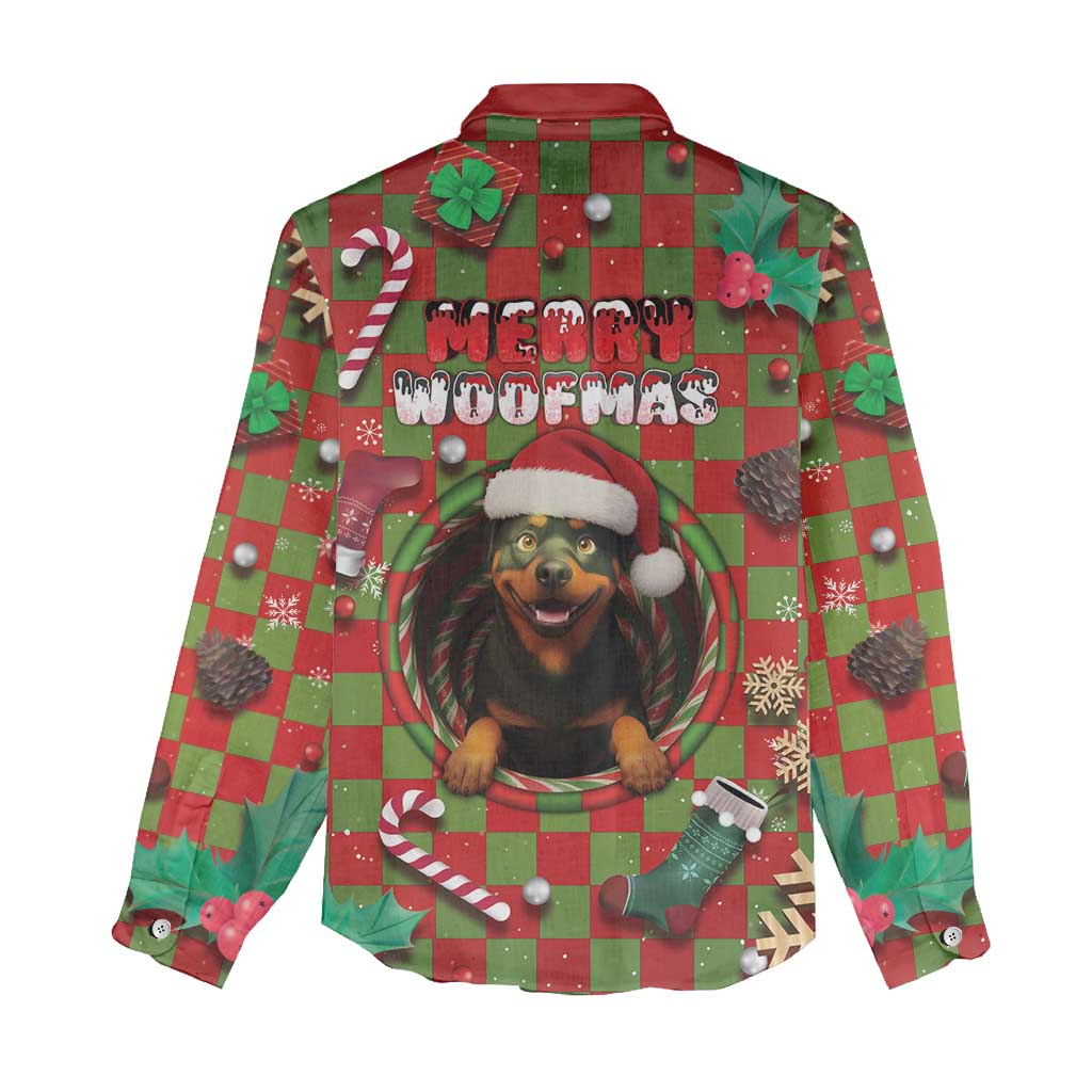 Rottweiler Christmas Women Casual Shirt Merry Woofmas - Wonder Print Shop