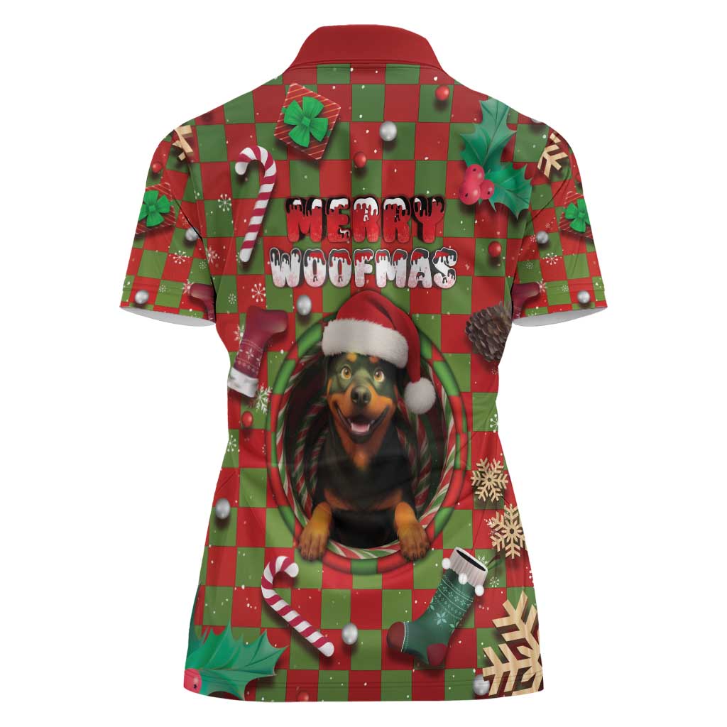 Rottweiler Christmas Women Polo Shirt Merry Woofmas - Wonder Print Shop