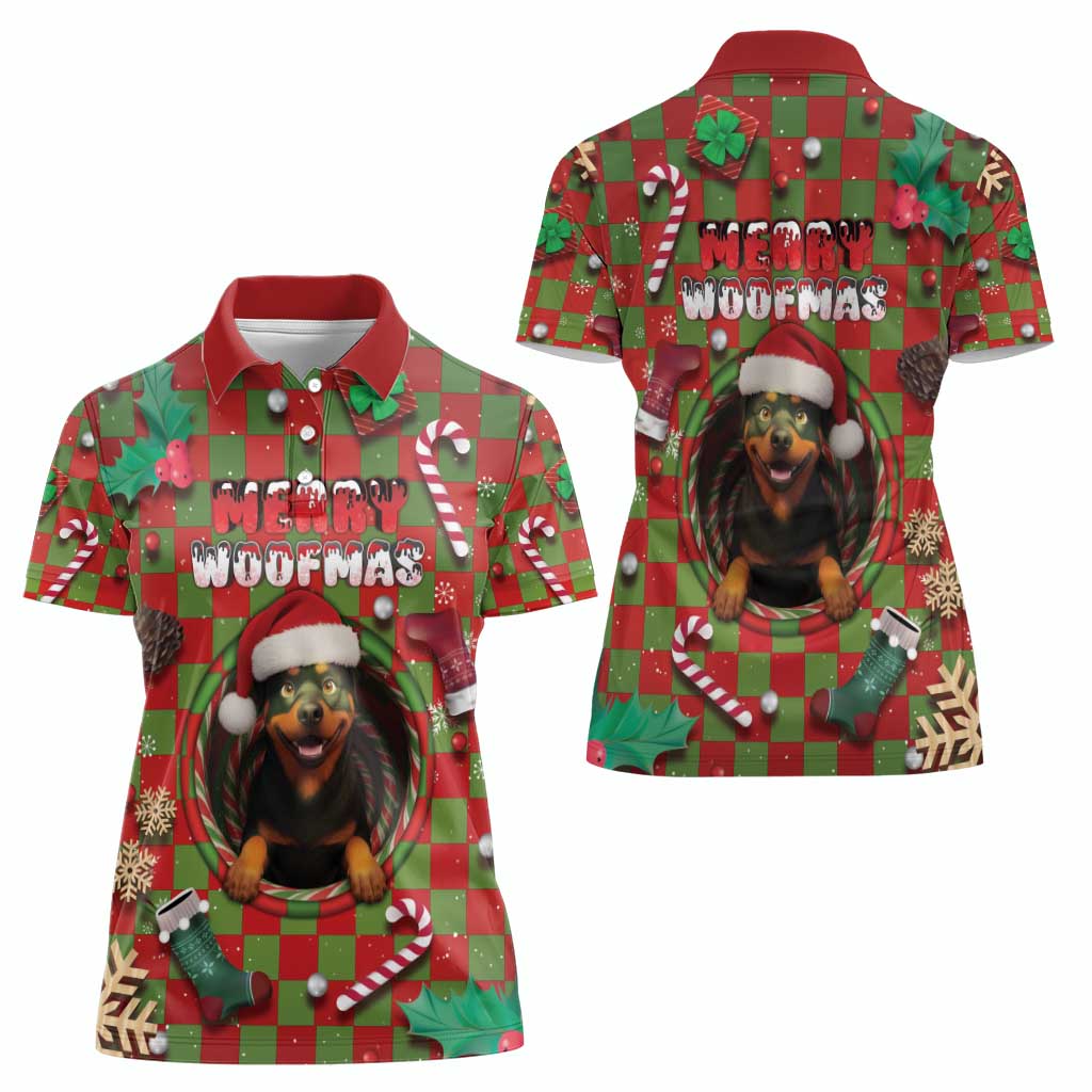Rottweiler Christmas Women Polo Shirt Merry Woofmas - Wonder Print Shop