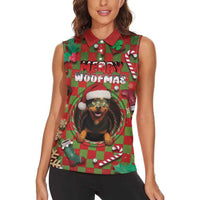 Rottweiler Christmas Women Sleeveless Polo Shirt Merry Woofmas - Wonder Print Shop