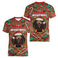 Rottweiler Christmas Women V-Neck T-Shirt Merry Woofmas - Wonder Print Shop