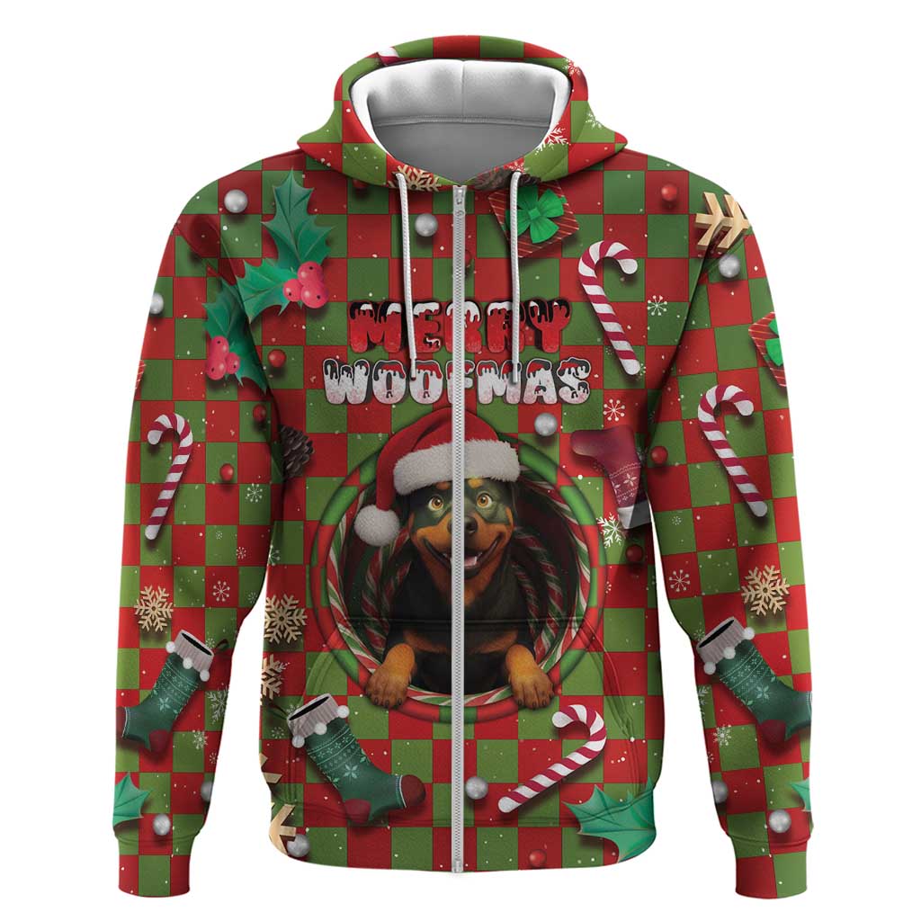 Rottweiler Christmas Zip Hoodie Merry Woofmas - Wonder Print Shop