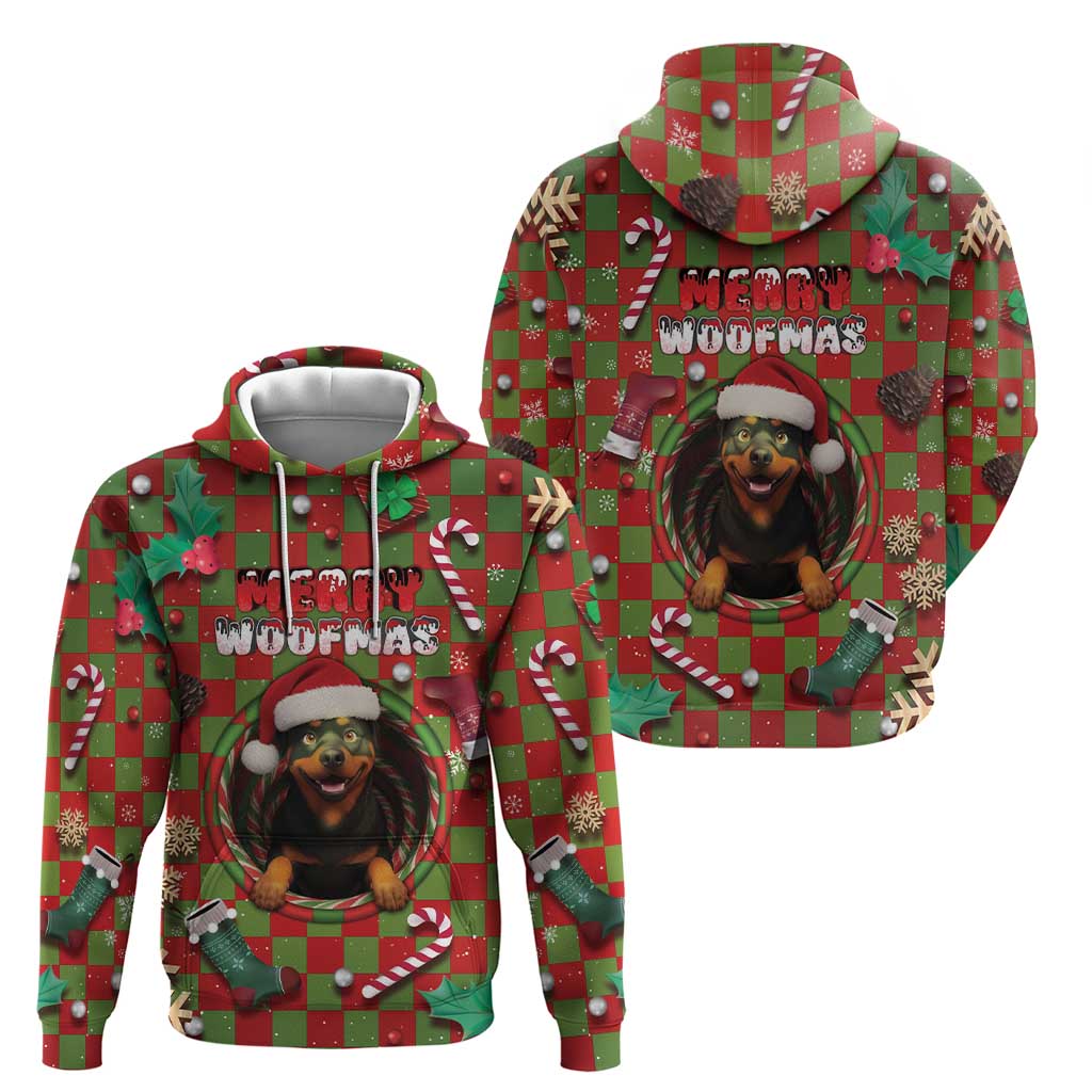 Rottweiler Christmas Zip Hoodie Merry Woofmas - Wonder Print Shop