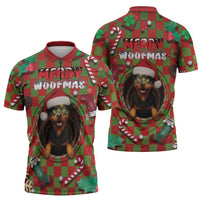 Rottweiler Christmas Zipper Polo Shirt Merry Woofmas - Wonder Print Shop