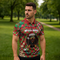 Rottweiler Christmas Zipper Polo Shirt Merry Woofmas - Wonder Print Shop