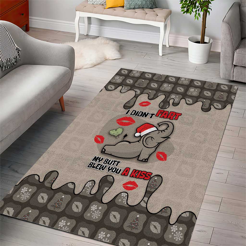 Elephant Christmas Area Rug I Did Not Fart My Butt Blew You A Kiss - Wonder Print Shop