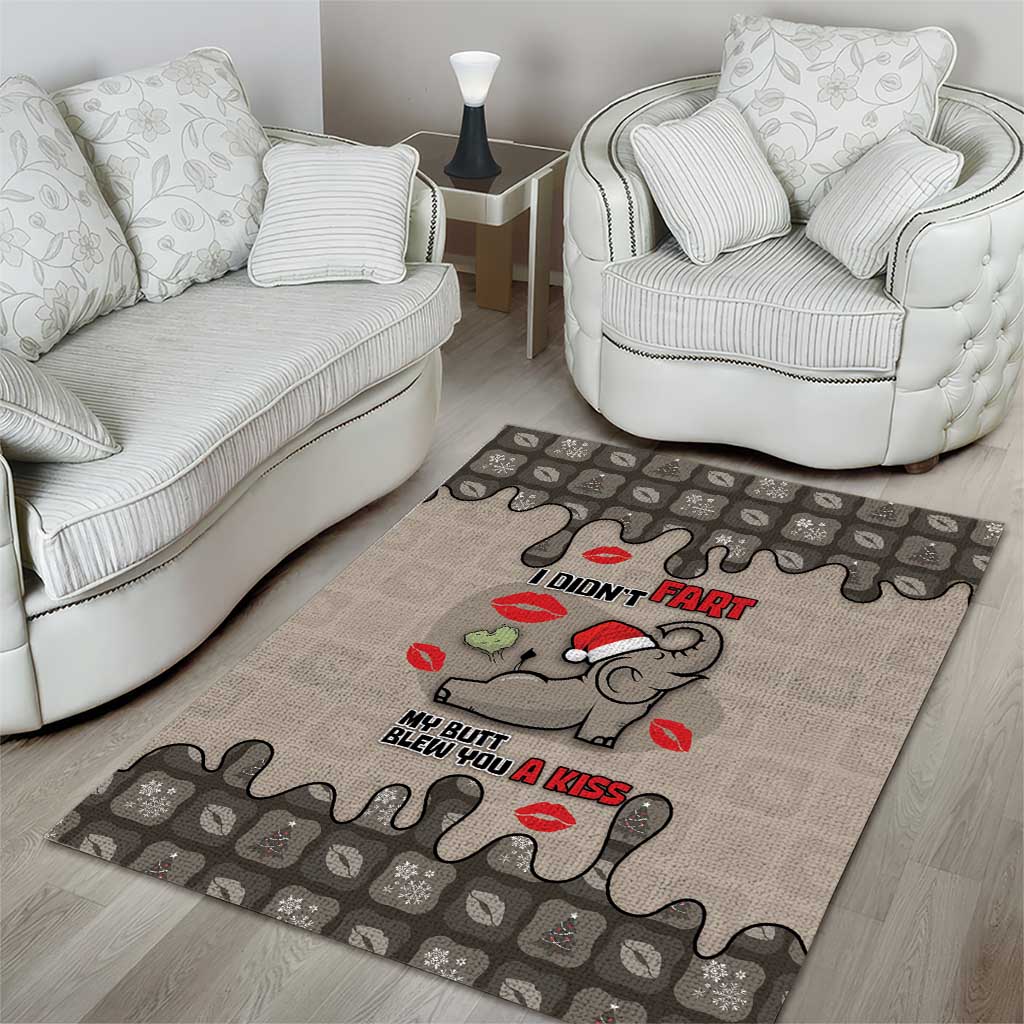 Elephant Christmas Area Rug I Did Not Fart My Butt Blew You A Kiss - Wonder Print Shop