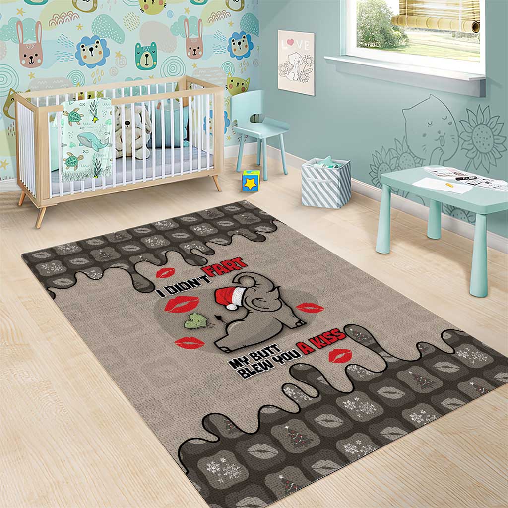Elephant Christmas Area Rug I Did Not Fart My Butt Blew You A Kiss - Wonder Print Shop