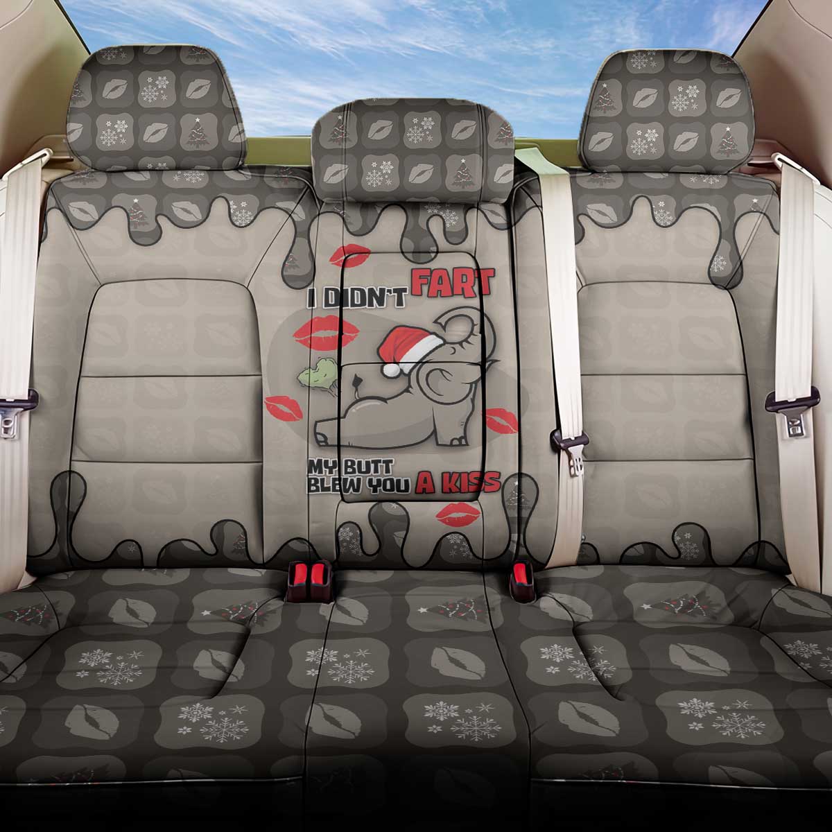 Elephant Christmas Back Car Seat Cover I Did Not Fart My Butt Blew You A Kiss - Wonder Print Shop