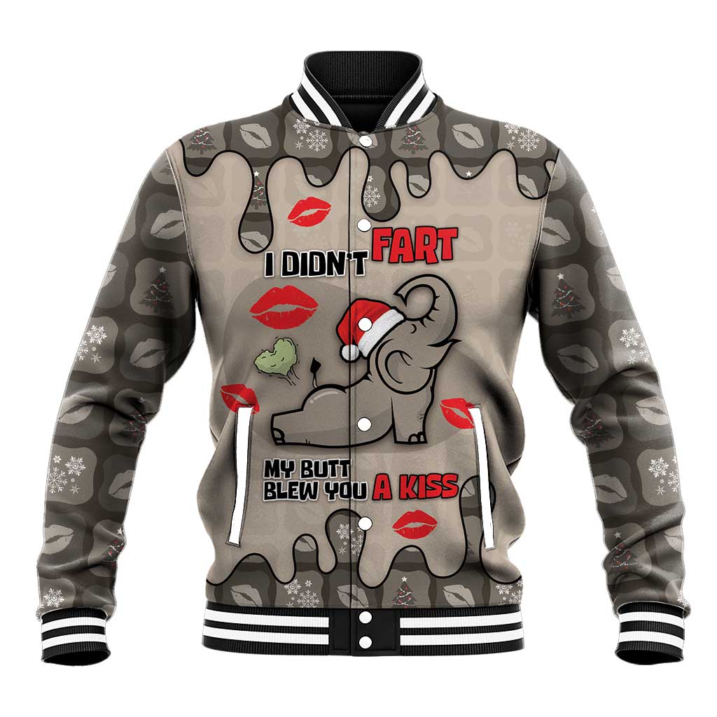 Elephant Christmas Baseball Jacket I Did Not Fart My Butt Blew You A Kiss - Wonder Print Shop