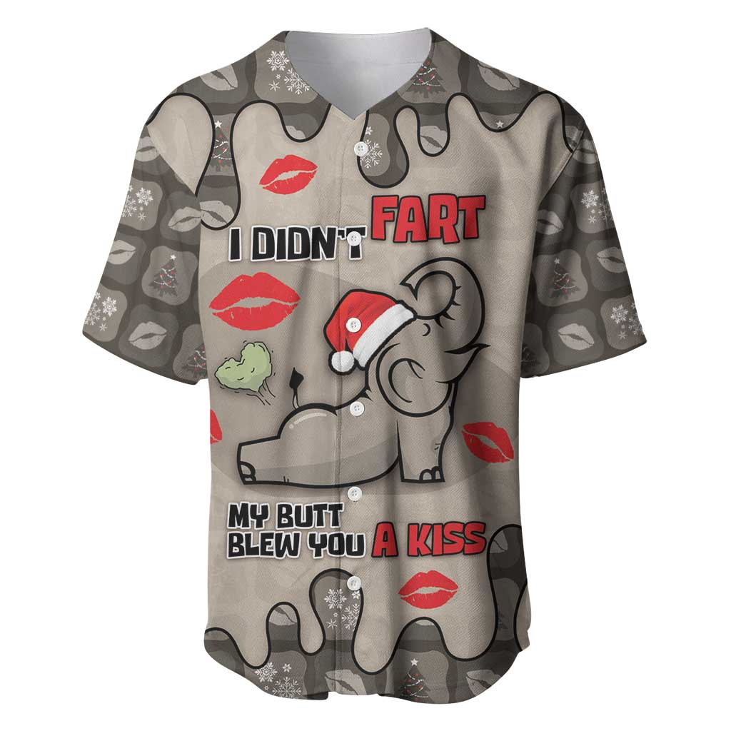 Elephant Christmas Baseball Jersey I Did Not Fart My Butt Blew You A Kiss - Wonder Print Shop