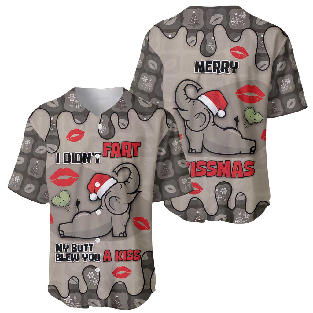 Elephant Christmas Baseball Jersey I Did Not Fart My Butt Blew You A Kiss - Wonder Print Shop