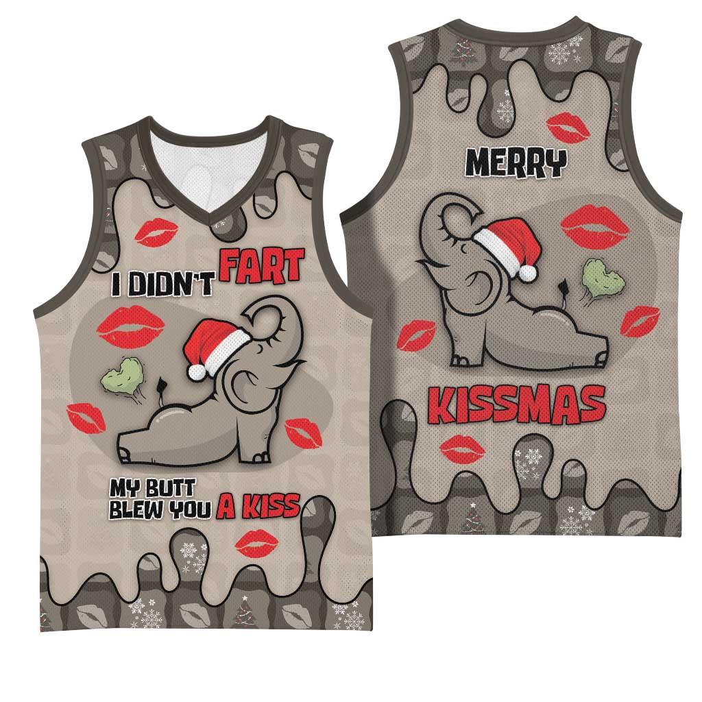 Elephant Christmas Basketball Jersey I Did Not Fart My Butt Blew You A Kiss - Wonder Print Shop