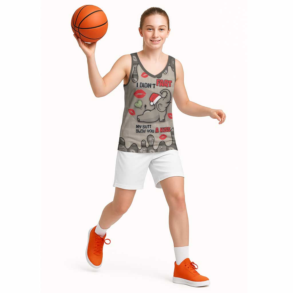 Elephant Christmas Basketball Jersey I Did Not Fart My Butt Blew You A Kiss - Wonder Print Shop