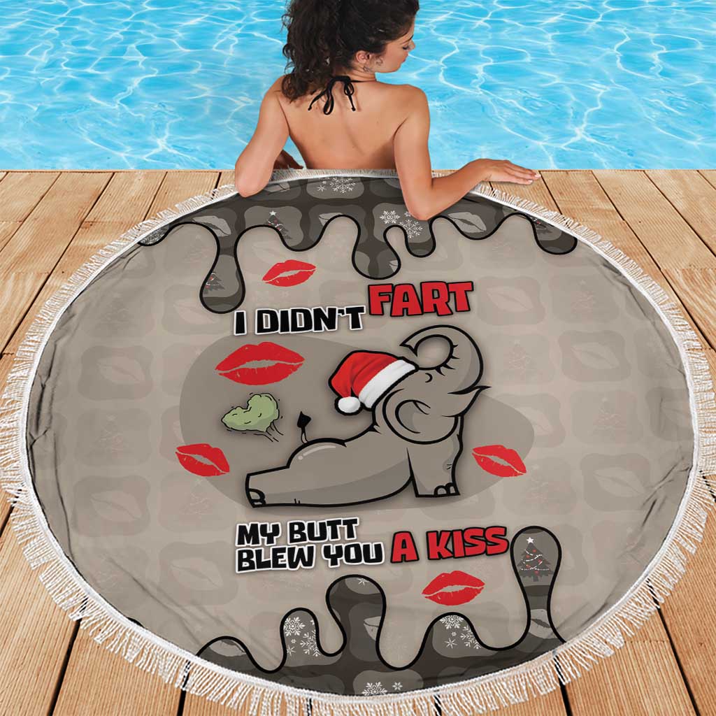 Elephant Christmas Beach Blanket I Did Not Fart My Butt Blew You A Kiss - Wonder Print Shop