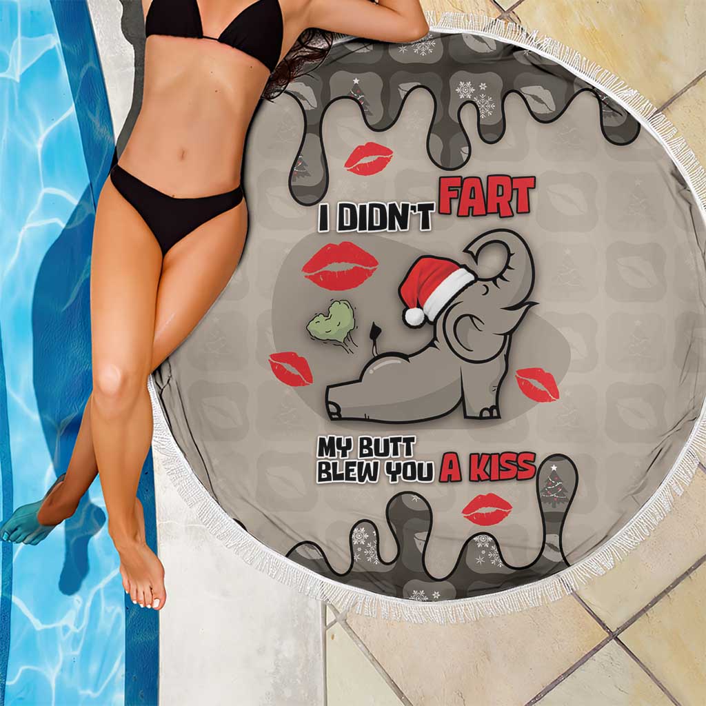 Elephant Christmas Beach Blanket I Did Not Fart My Butt Blew You A Kiss - Wonder Print Shop