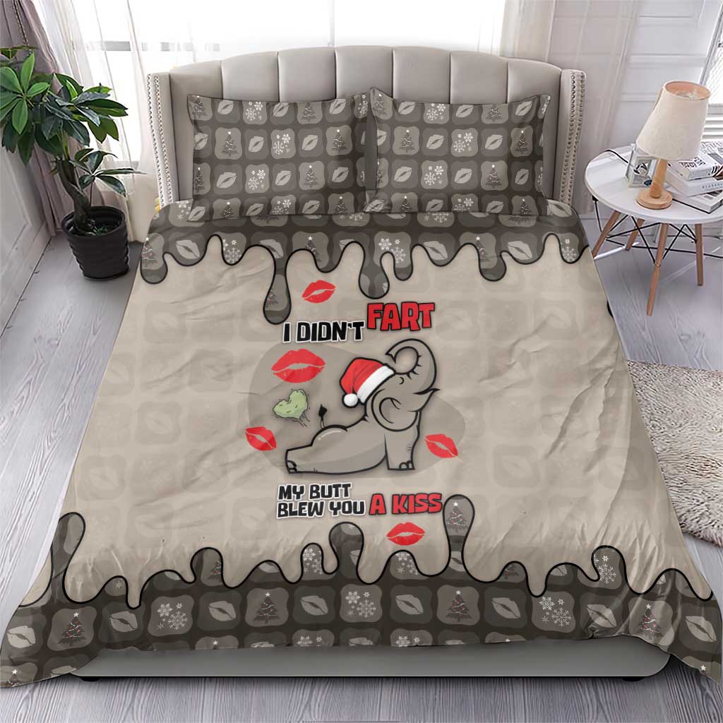 Elephant Christmas Bedding Set I Did Not Fart My Butt Blew You A Kiss - Wonder Print Shop